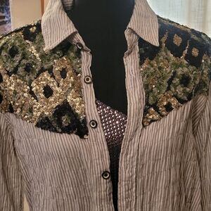 Artisan De Luxe Striped Shirt Sequins , M, in Amazing Condition